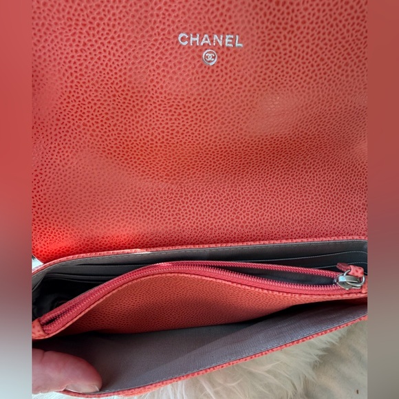 Chanel Half Moon Wallet on Chain Orange Caviar Leather Silver Hardware - Picture 9 of 10